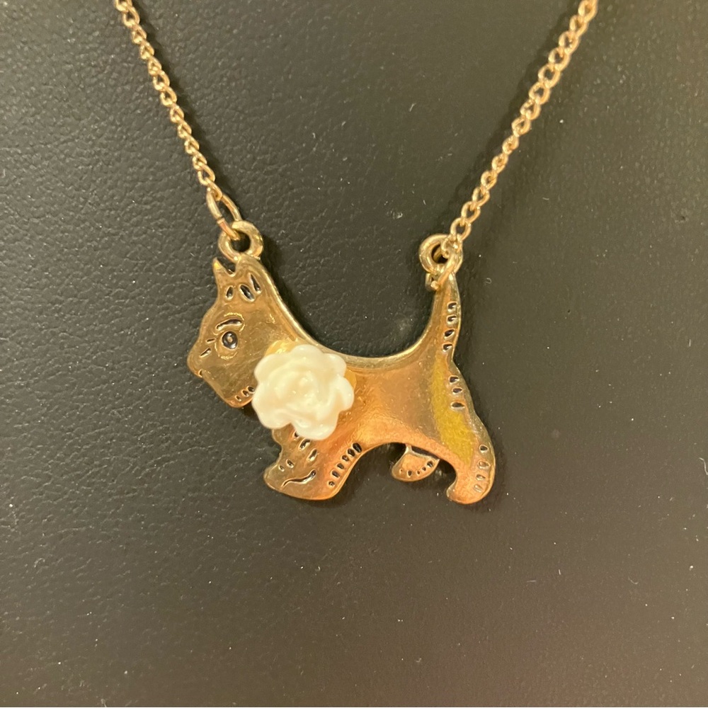 Scottish Terrier Dog Gold Tone Pendant Necklace Westland Westie Scottie 16-19”